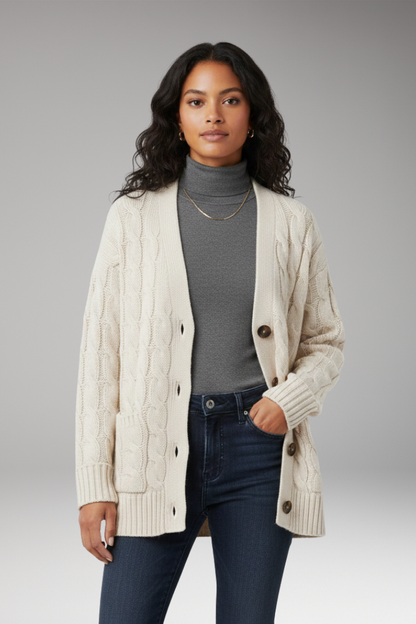 Women's V-Neck Cardigan Textured