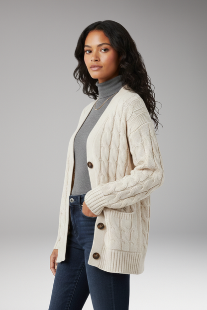 Women's V-Neck Cardigan Textured