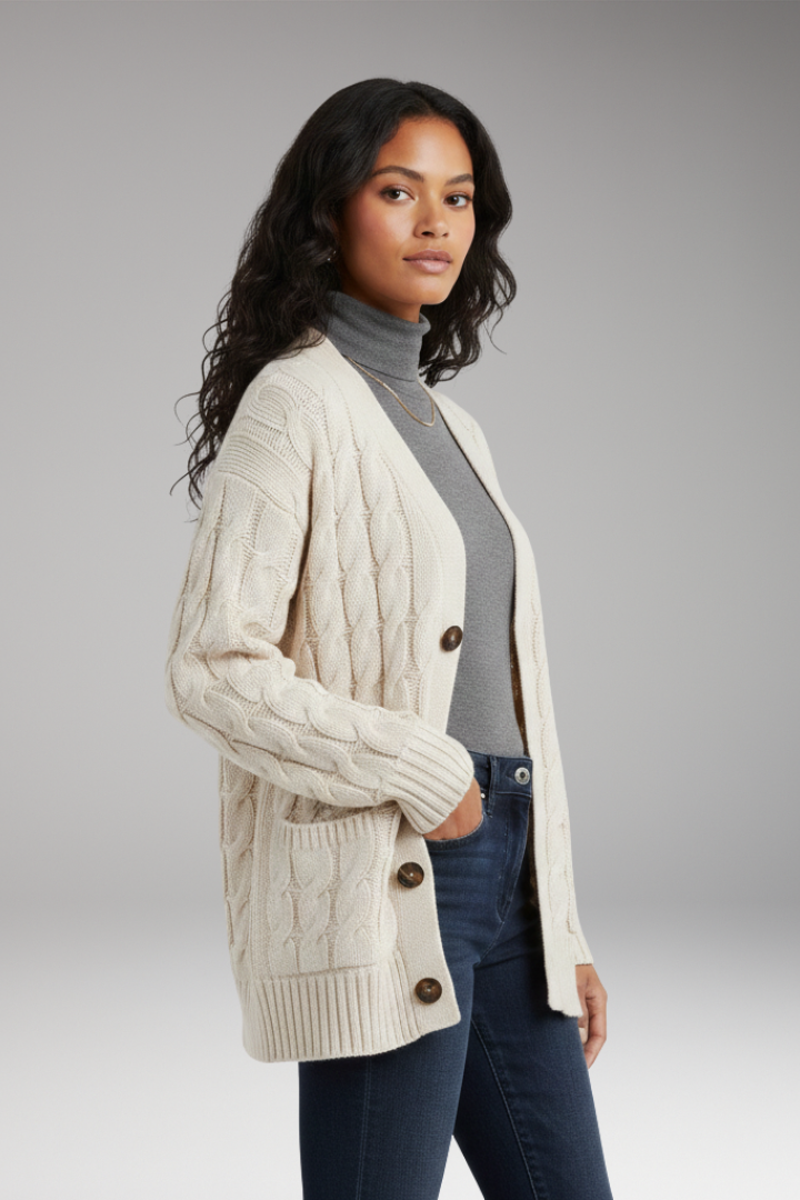 Women's V-Neck Cardigan Textured