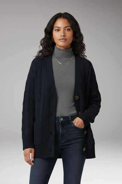 Women's V-Neck Cardigan Textured