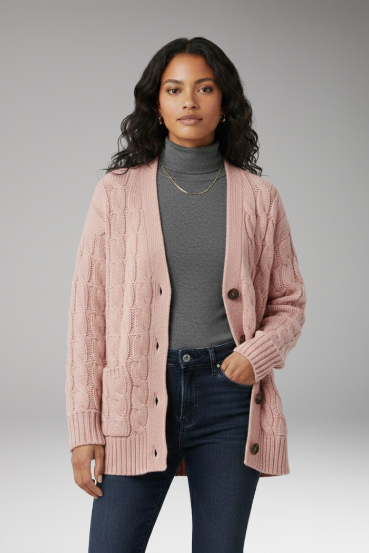 Women's V-Neck Cardigan Textured