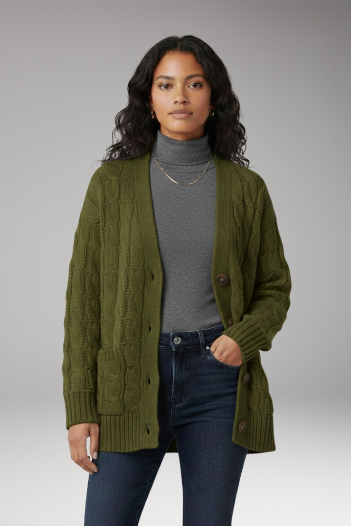 Women's V-Neck Cardigan Textured