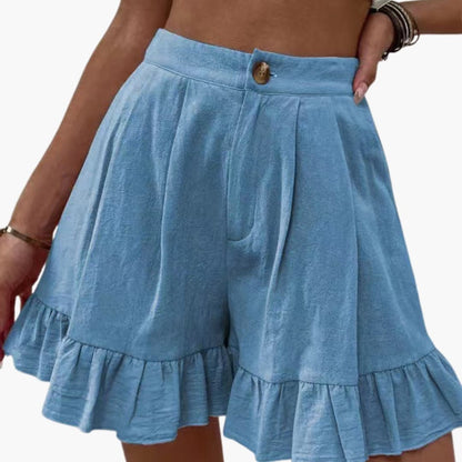 Women's Cotton Wide Leg Shorts Elastic Waist