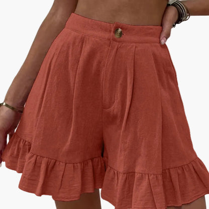 Women's Cotton Wide Leg Shorts Elastic Waist