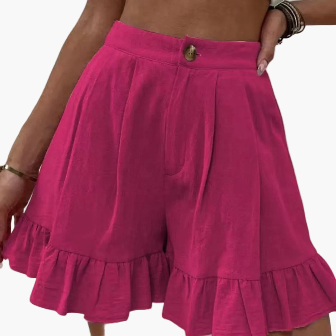 Women's Cotton Wide Leg Shorts Elastic Waist