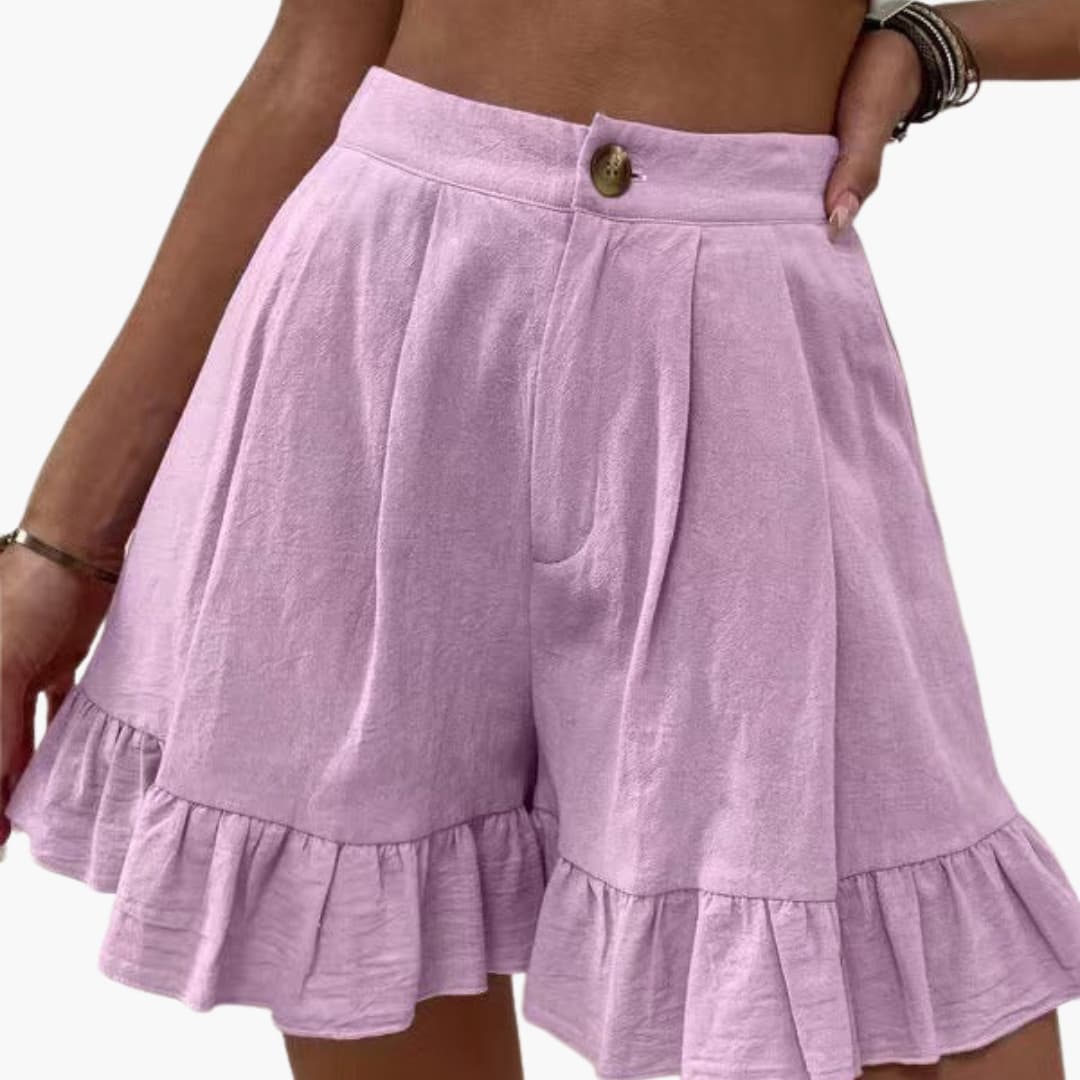 Women's Cotton Wide Leg Shorts Elastic Waist