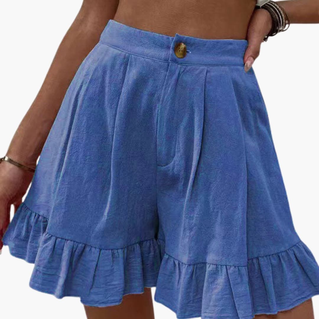Women's Cotton Wide Leg Shorts Elastic Waist - VibreMode