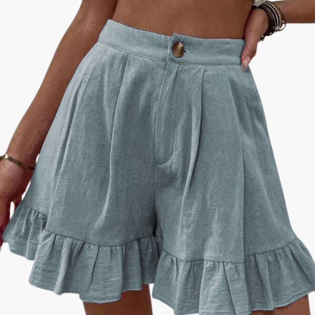 Women's Cotton Wide Leg Shorts Elastic Waist
