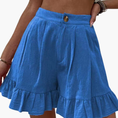 Women's Cotton Wide Leg Shorts Elastic Waist