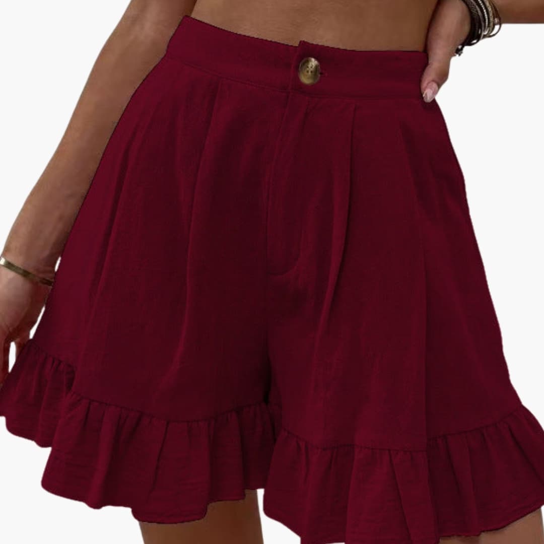 Women's Cotton Wide Leg Shorts Elastic Waist