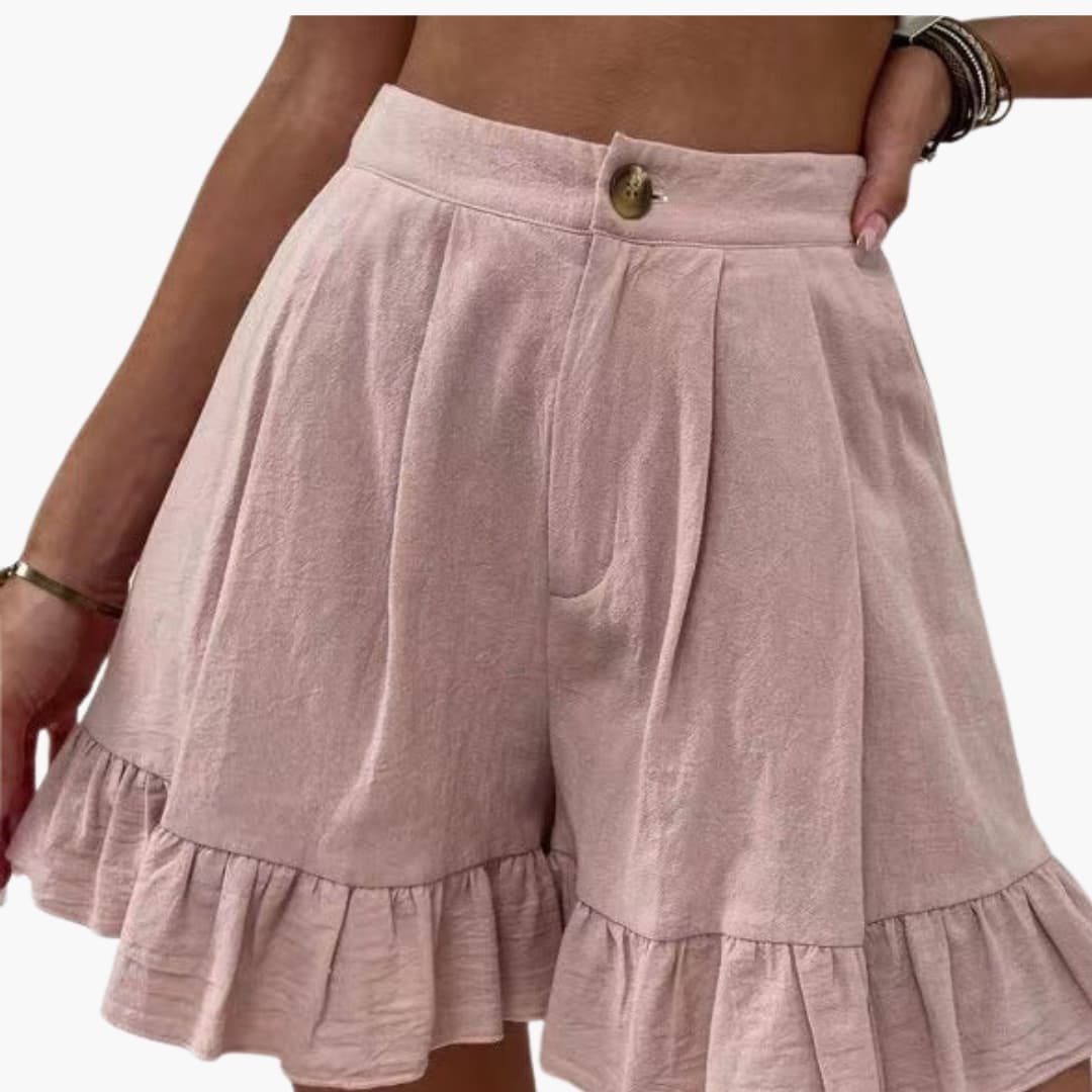 Women's Cotton Wide Leg Shorts Elastic Waist