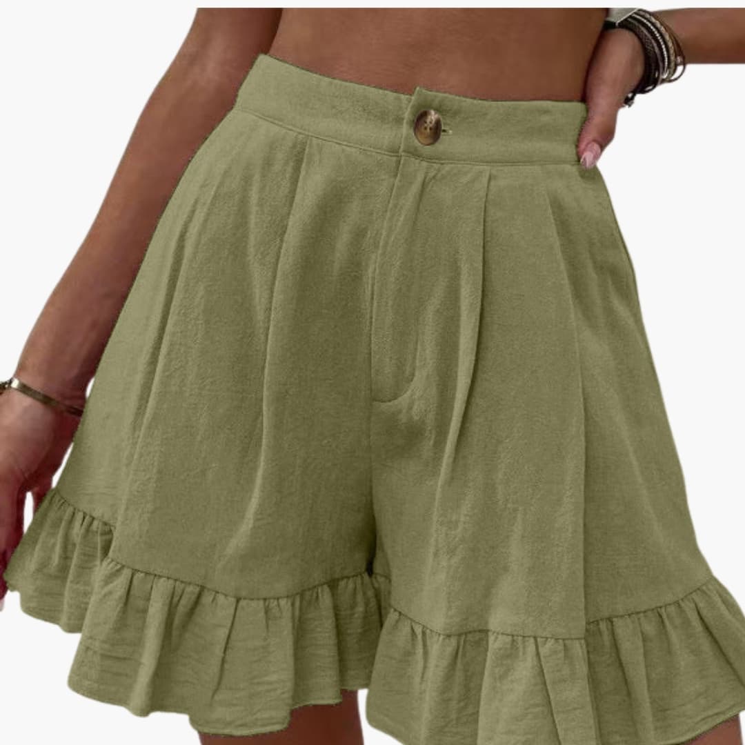 Women's Cotton Wide Leg Shorts Elastic Waist