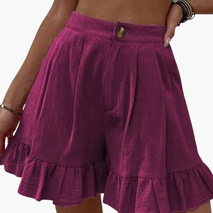 Women's Cotton Wide Leg Shorts Elastic Waist