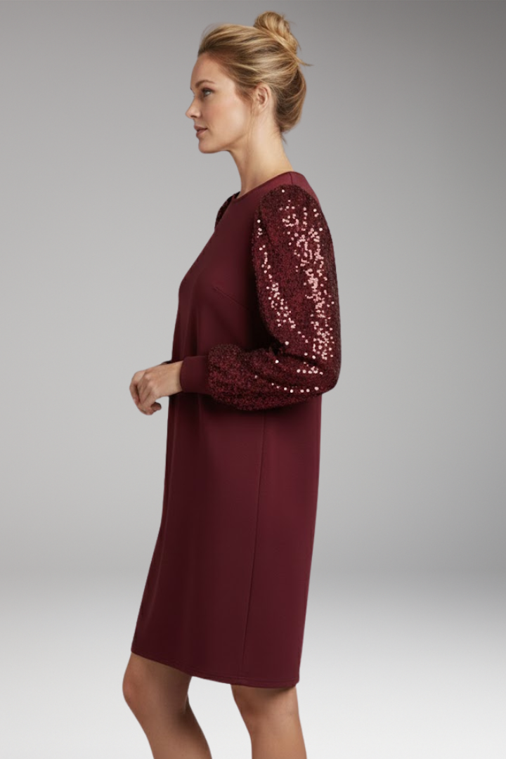 Women's Relaxed Fit Casual Dress Glitter Sleeves