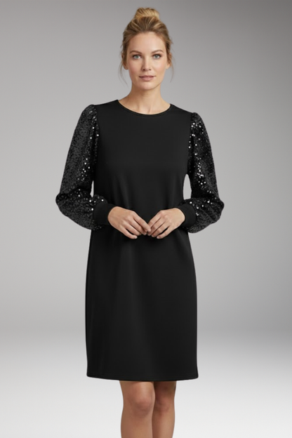 Women's Relaxed Fit Casual Dress Glitter Sleeves