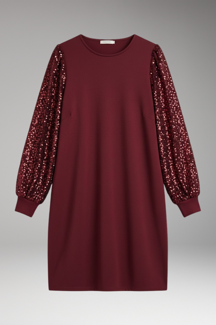 Women's Relaxed Fit Casual Dress Glitter Sleeves - VibreMode