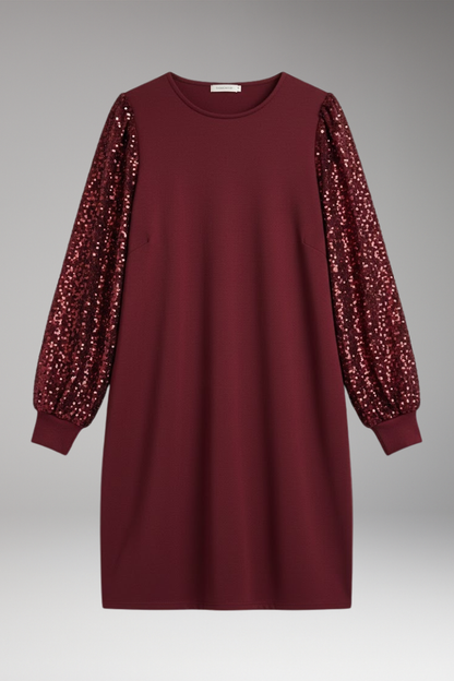 Women's Relaxed Fit Casual Dress Glitter Sleeves - VibreMode