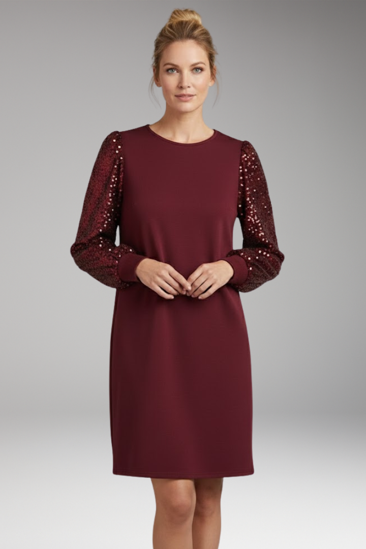 Women's Relaxed Fit Casual Dress Glitter Sleeves