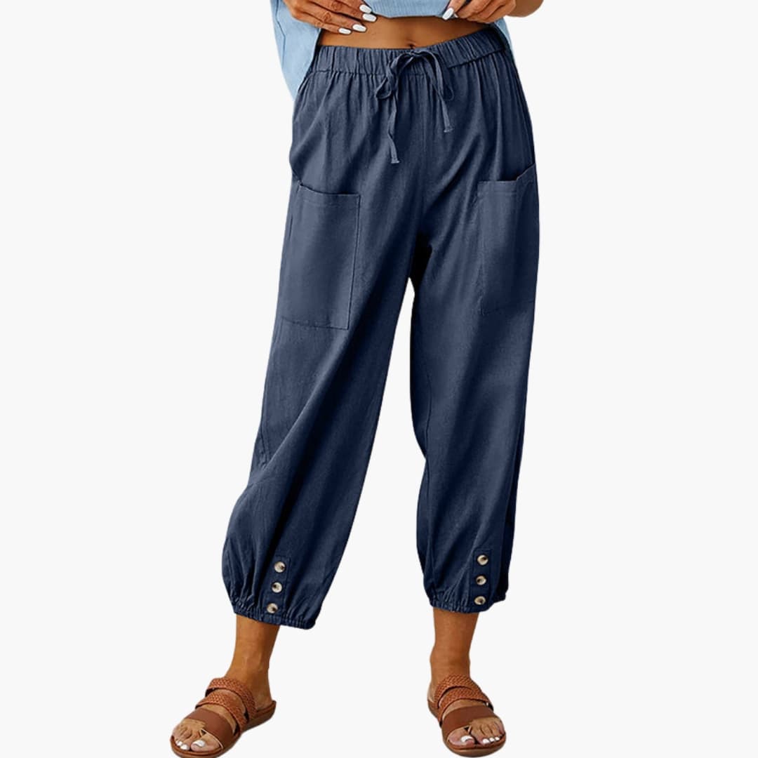 Women's Drawstring Pants Side Pockets Casual - VibreMode