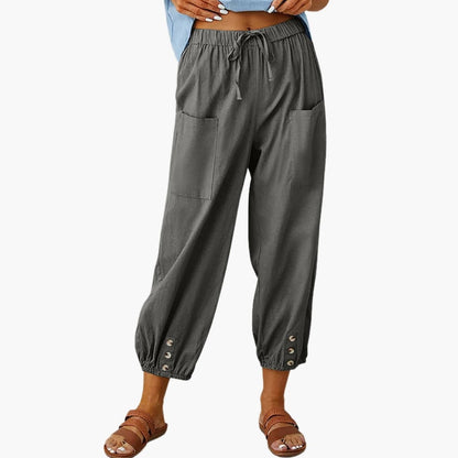 Women's Drawstring Pants Side Pockets Casual
