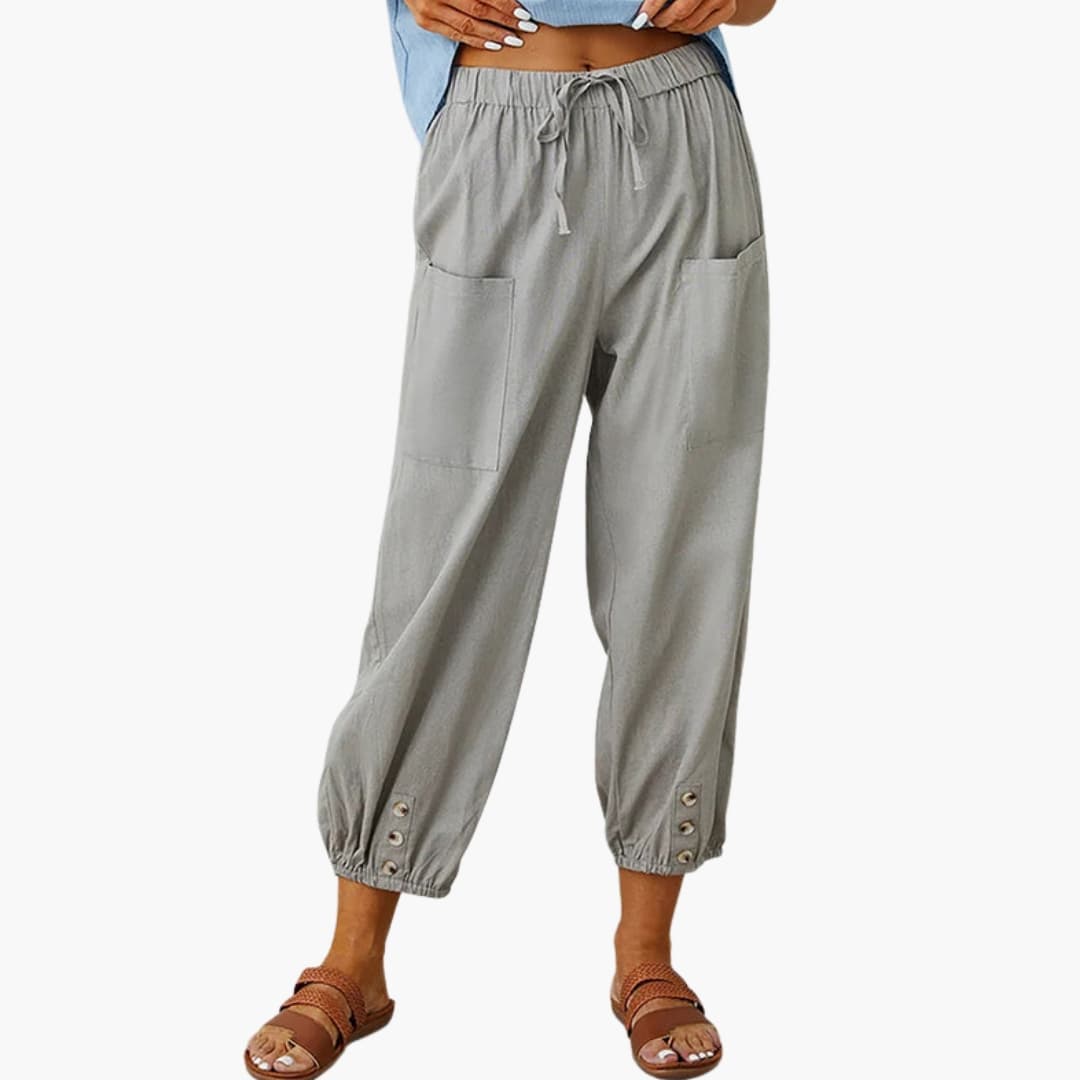 Women's Drawstring Pants Side Pockets Casual