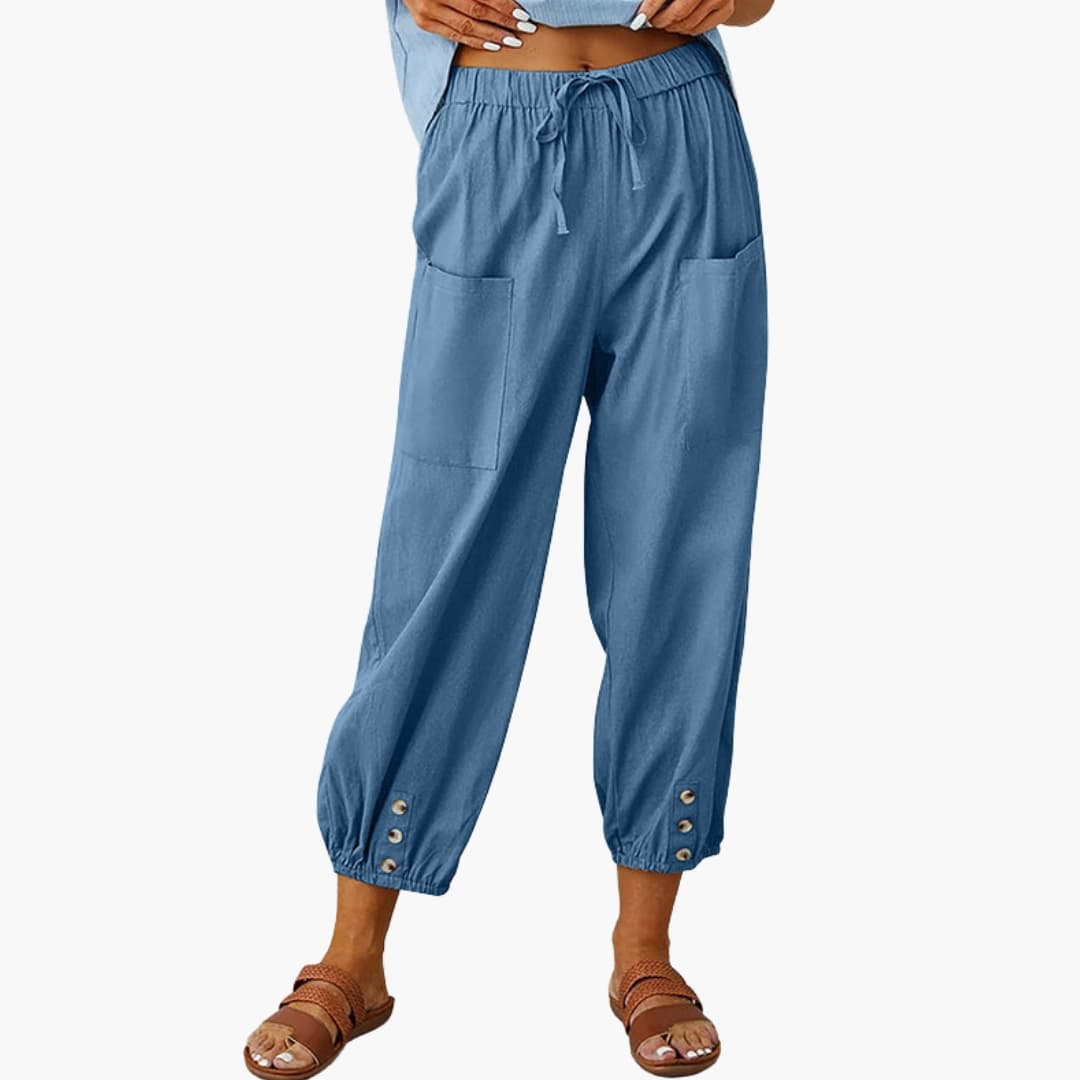 Women's Drawstring Pants Side Pockets Casual