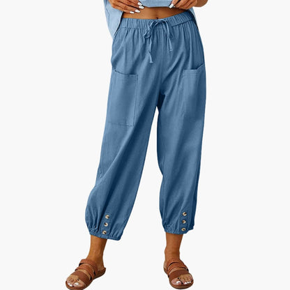 Women's Drawstring Pants Side Pockets Casual