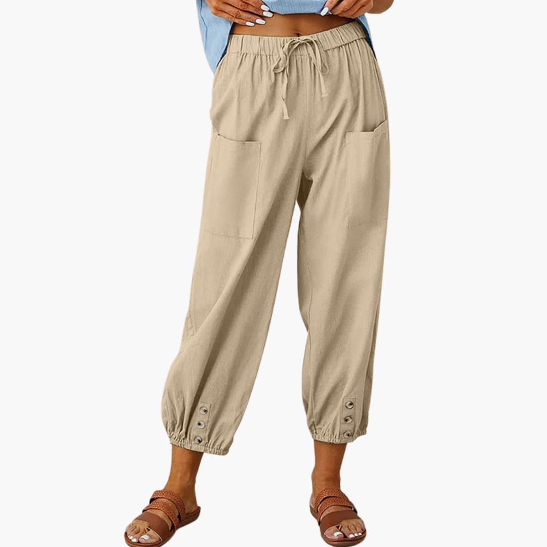 Women's Drawstring Pants Side Pockets Casual