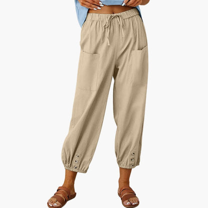 Women's Drawstring Pants Side Pockets Casual