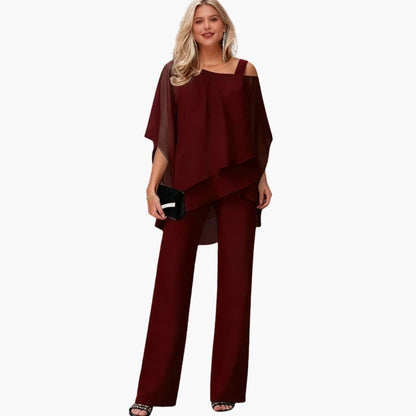 Women's Chiffon Two-Piece Short Sleeve and Pants Set - VibreMode