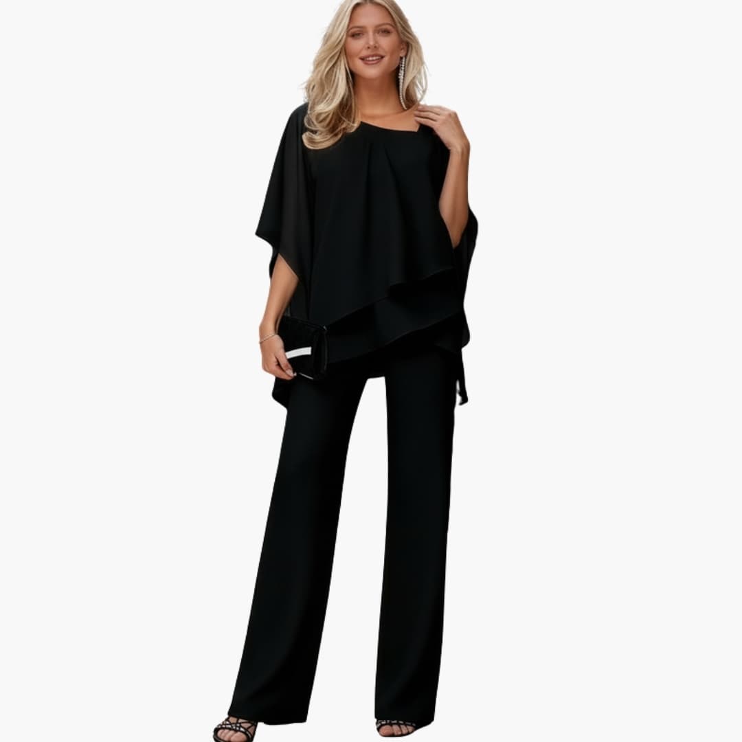 Women's Chiffon Two-Piece Short Sleeve and Pants Set