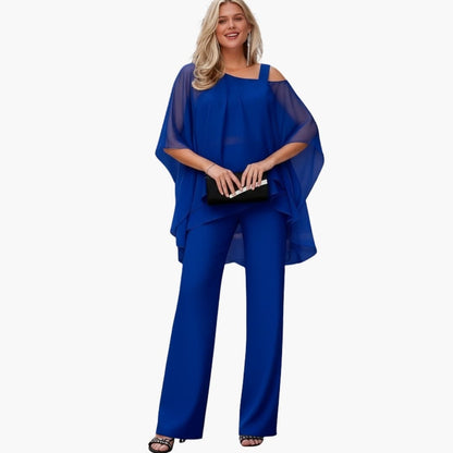 Women's Chiffon Two-Piece Short Sleeve and Pants Set