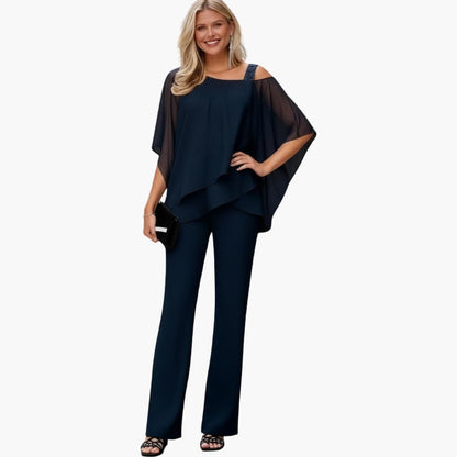 Women's Chiffon Two-Piece Short Sleeve and Pants Set
