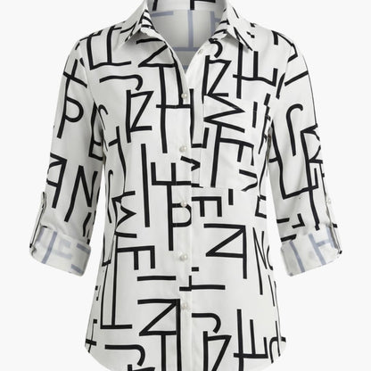 Women's Long Sleeve Button Down Shirt Cotton Lapel Collar White