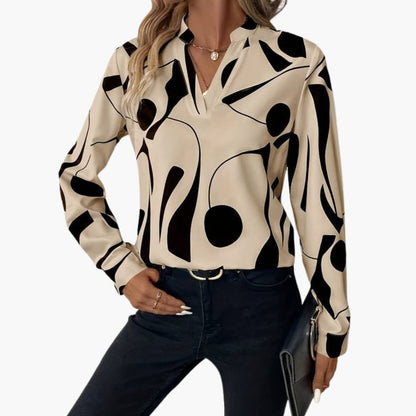 Women's Long Sleeve Button-Down Shirt Cotton White - VibreMode