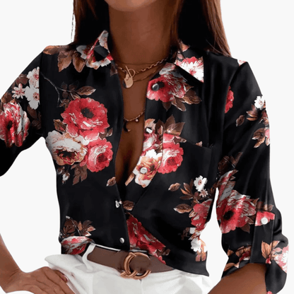Women's Classic Crew Neck Blouse Long Sleeve Cotton White