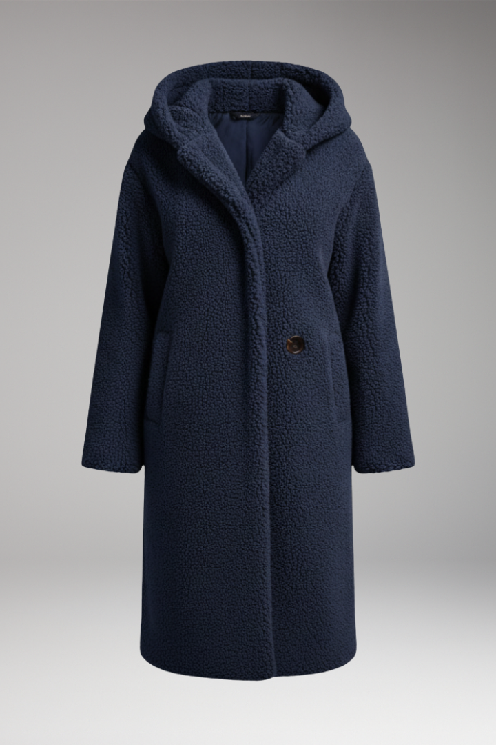Women's Hooded Coat Button Front Closure - VibreMode