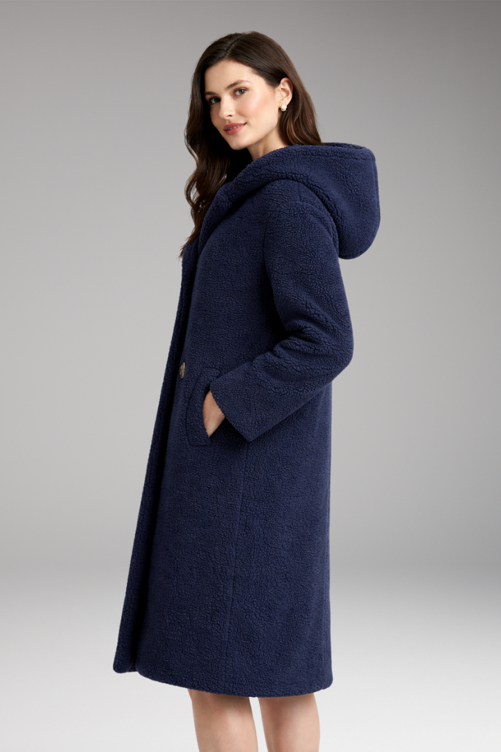 Women's Hooded Coat Button Front Closure