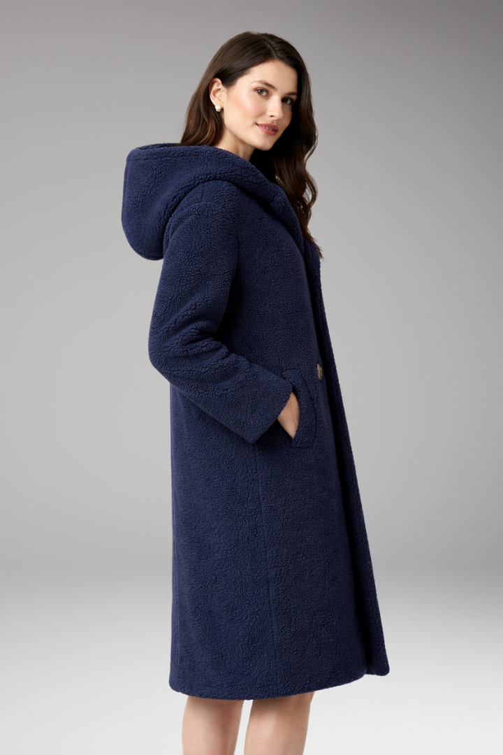 Women's Hooded Coat Button Front Closure