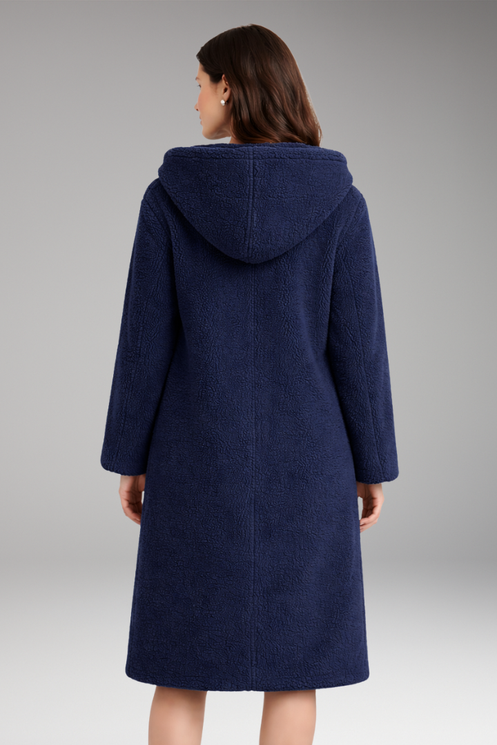 Women's Hooded Coat Button Front Closure