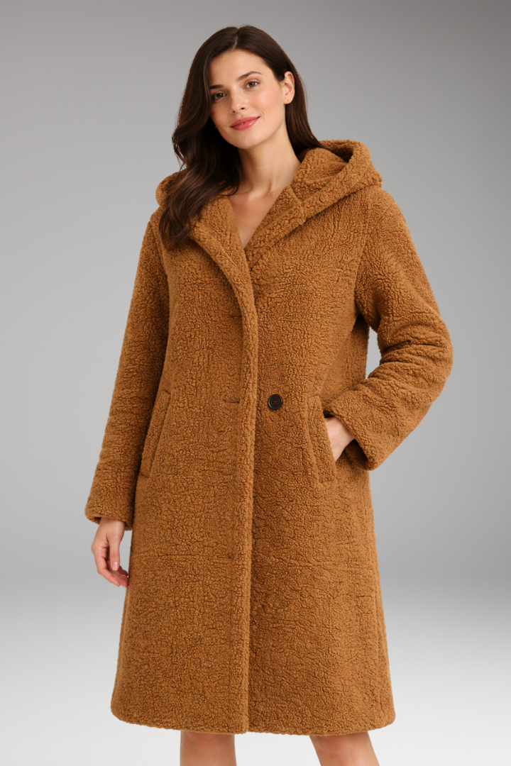 Women's Hooded Coat Button Front Closure