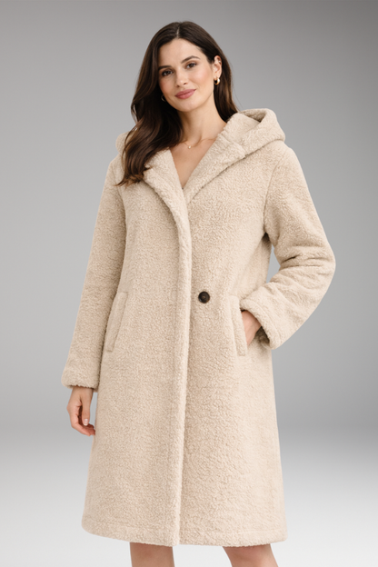 Women's Hooded Coat Button Front Closure