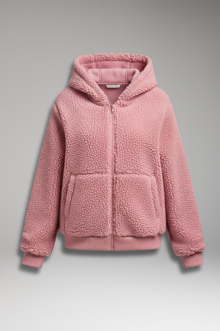 Women's Hooded Coat Textured Surface - VibreMode