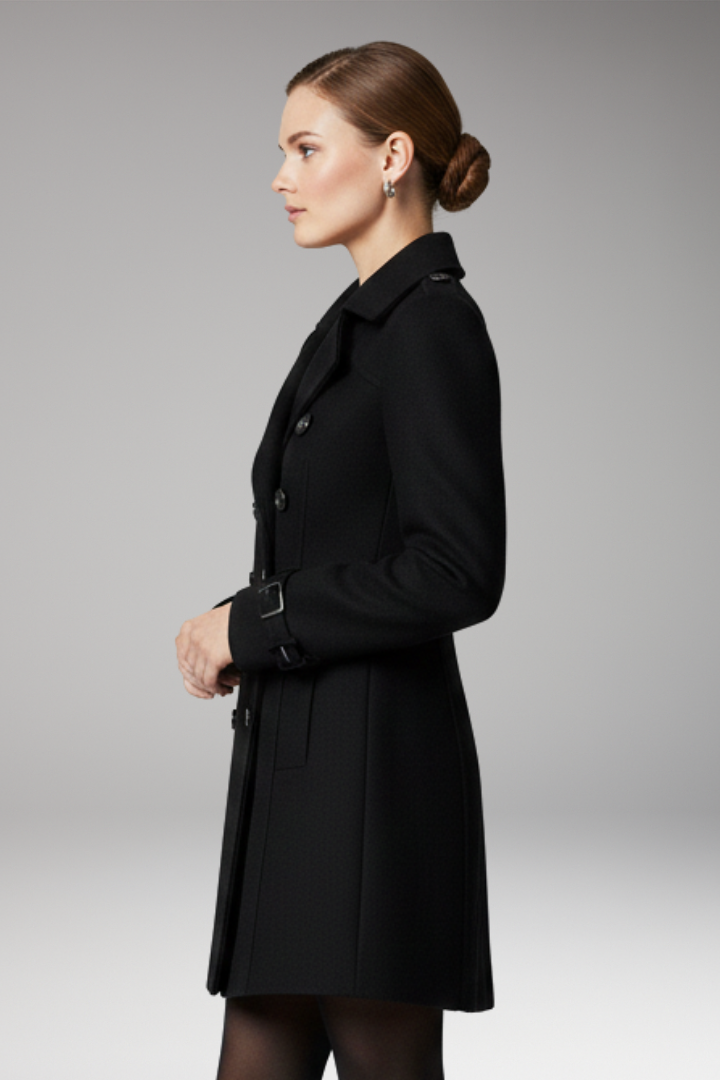 Women's Double Breasted Coat Notched Collar