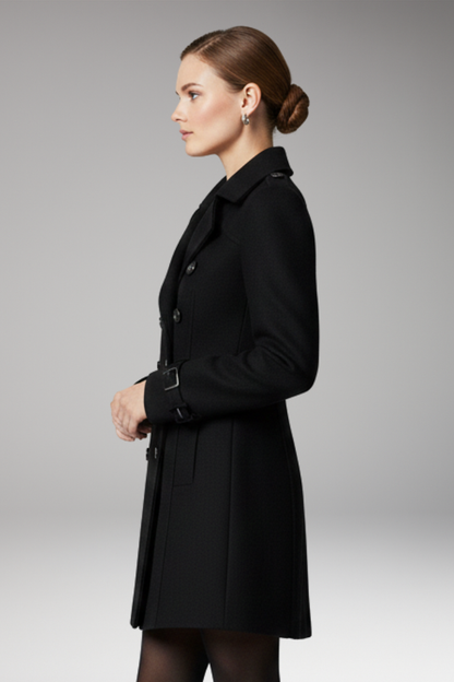 Women's Double Breasted Coat Notched Collar