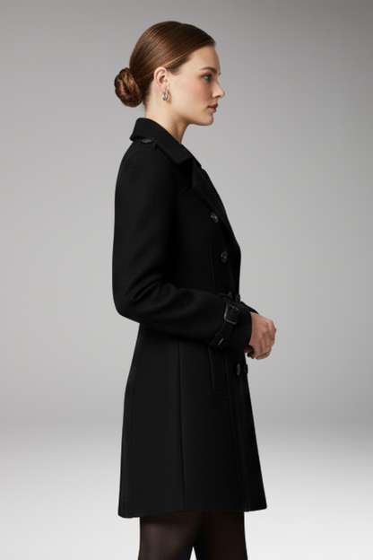 Women's Double Breasted Coat Notched Collar