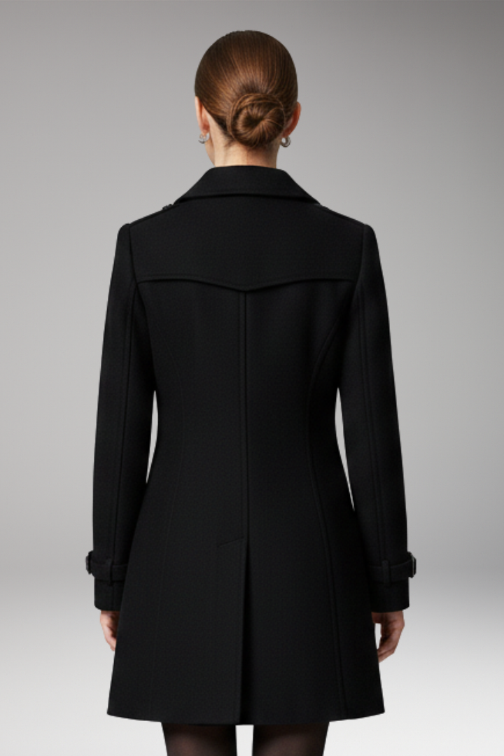 Women's Double Breasted Coat Notched Collar
