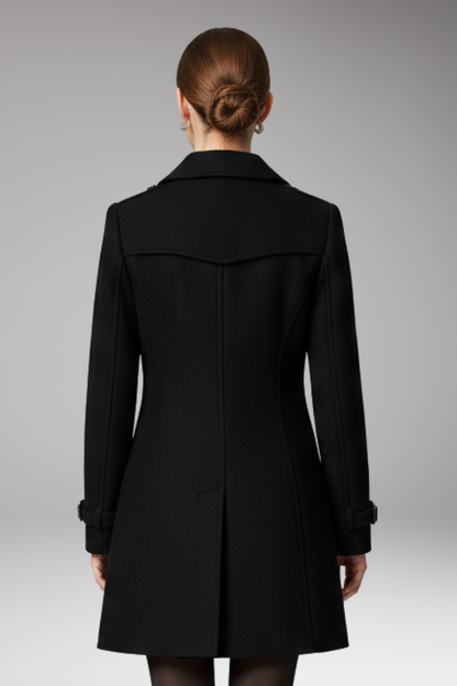 Women's Double Breasted Coat Notched Collar