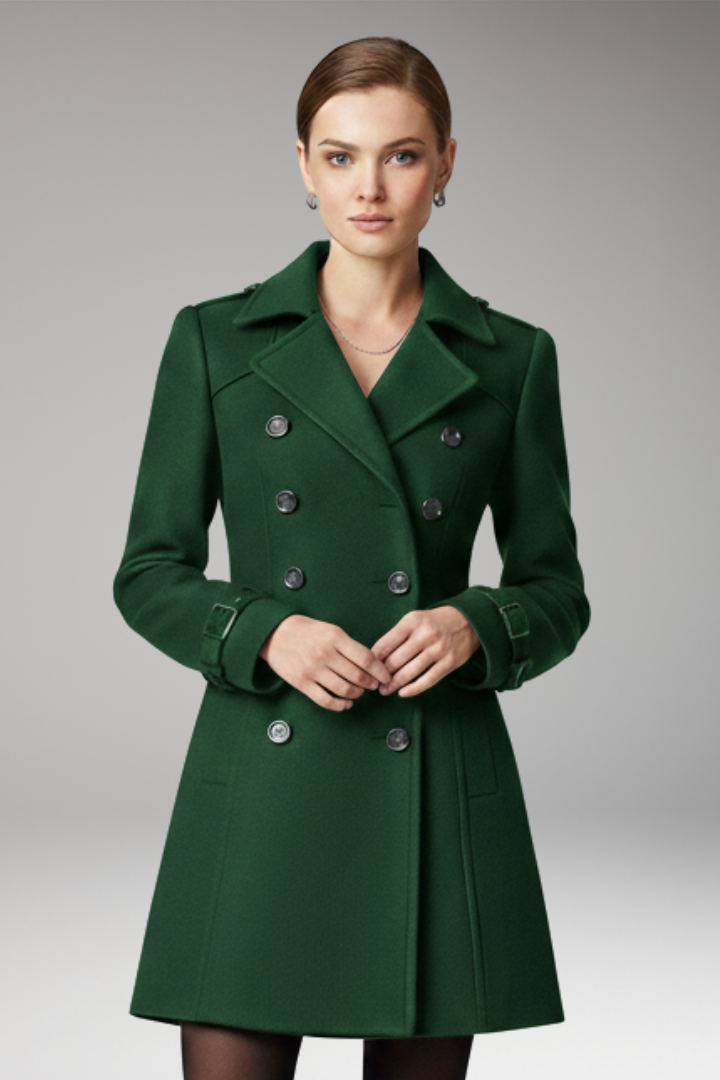Women's Double Breasted Coat Notched Collar