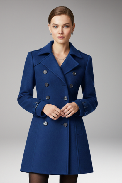 Women's Double Breasted Coat Notched Collar